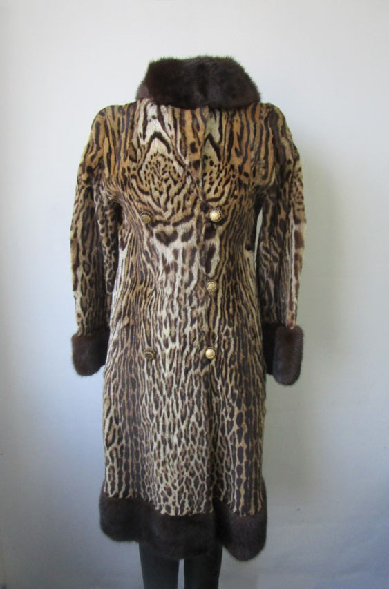 Vintage Ocelot Mink Fur Coat Jacket Women's XS - Image 5