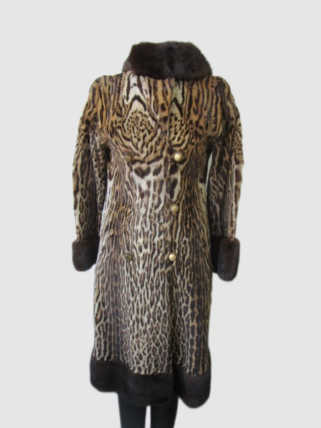Vintage Ocelot Mink Fur Coat Jacket Women's XS - Image 2
