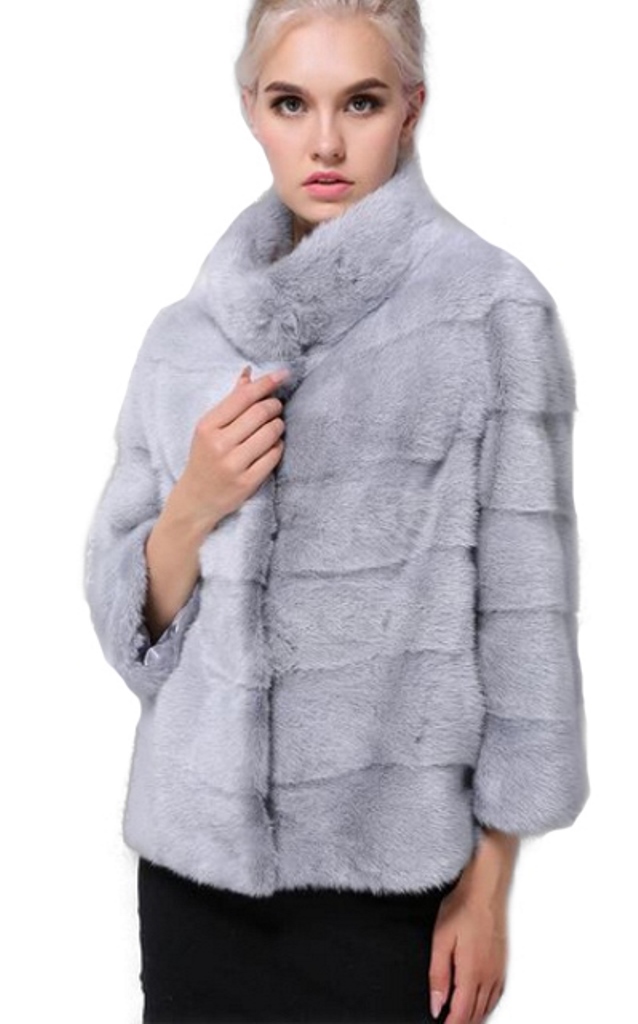 Mink Fur Bolero Jacket Coat Sz M Natural Lutetia - Image 2