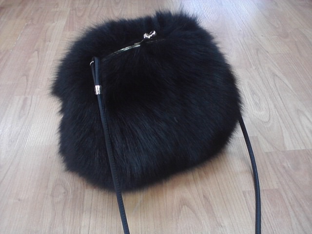 Black Fox Fur Bag Purse Crossbody Hand Muff Purse - Image 5