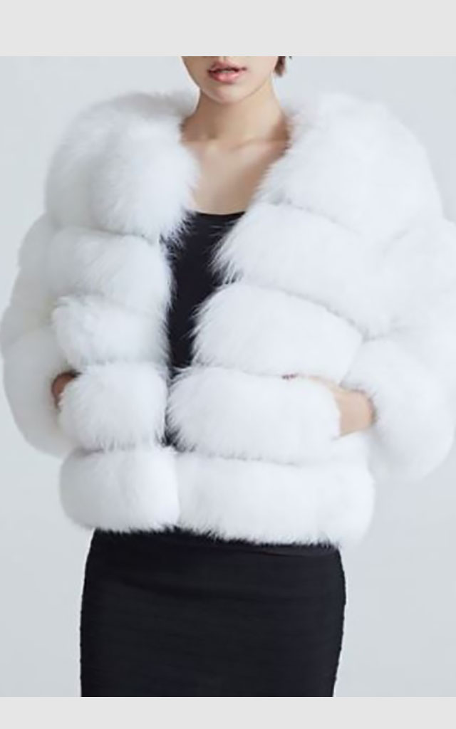 White Fox Fur Bolero Jacket Coat Ladies