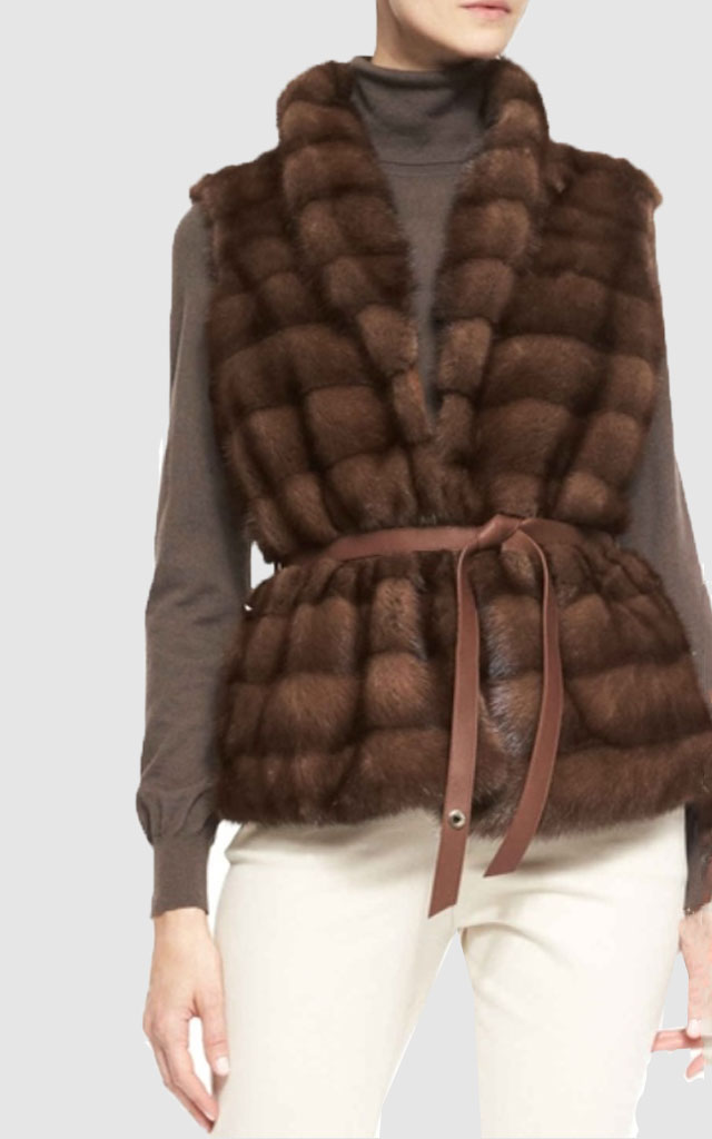 Dark Pastel Mink Fur Vest Women's M New