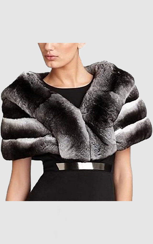 Chinchilla Fur Cape Shawl Stole Wrap Wedding