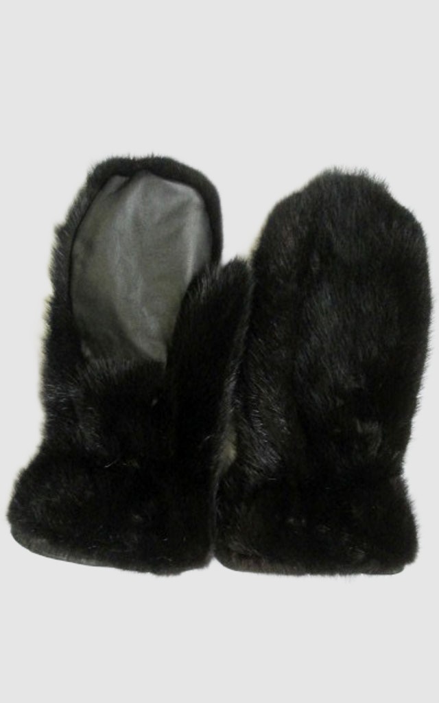 Mink Fur Mittens Gloves Leather Dark Ranch New
