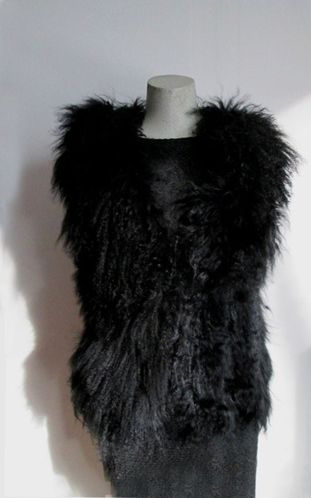 Mongolian Lamb Fur Vest Black