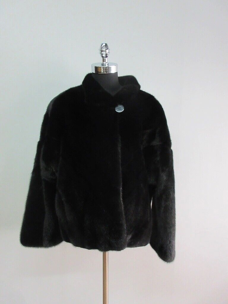 Mink Fur Coat Jacket Natural Black New Women's - Image 2