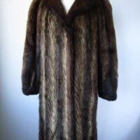 Women's MINT+ Black Brown Muskrat Fur Coat Jacket Sz 10