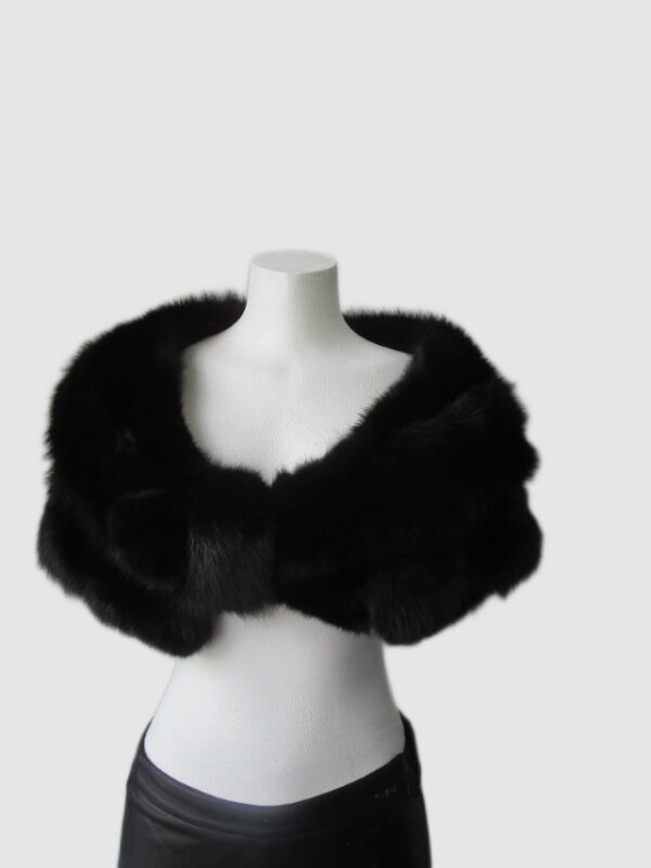 Women's Superb Black Fox Fur Collar Scarf Stole Ladies XS