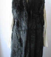Women's Sz 6 Black Opossum Fur Lining Vest SUPERB