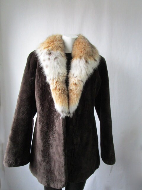 Sheared Beaver Fur Jacket Coat Lynx Fur Women's 6 New - Image 3