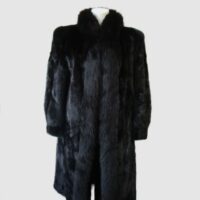 Women's Sz 8 Black Mink Fur Coat Jacket with Fox Fur MINT+ Woman