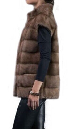 Natural Lutetia Mink Fur Vest Women's L XL New - Image 3