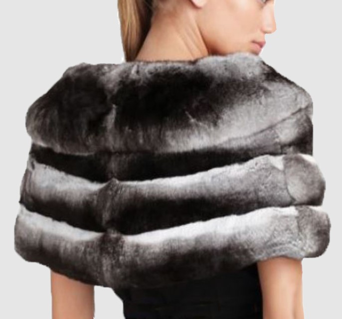 Chinchilla Fur Cape Shawl Stole Wrap Wedding - Image 2