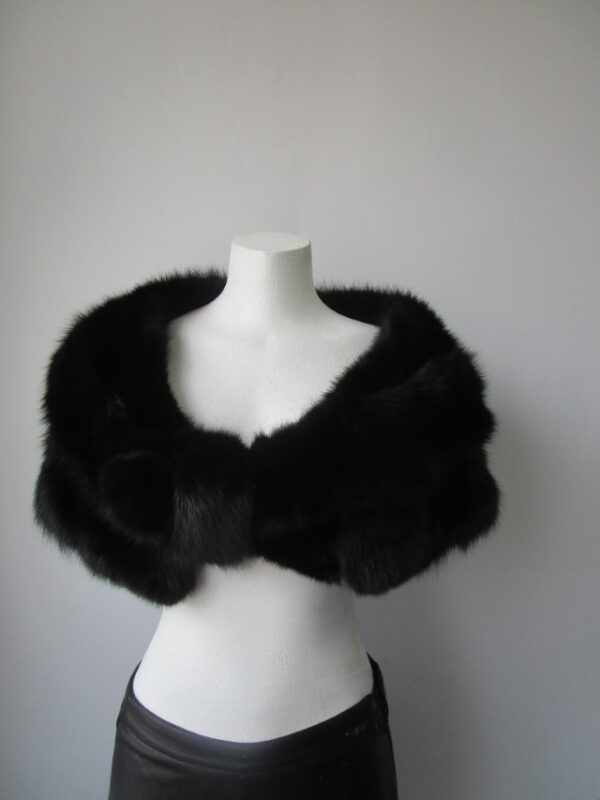 Women's Superb Black Fox Fur Collar Scarf Stole Ladies XS - Image 2