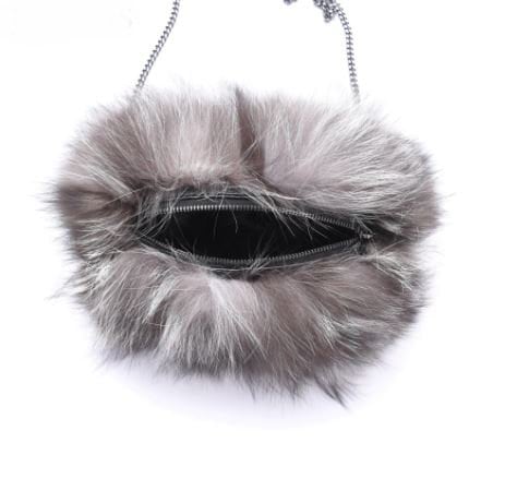 Silver Fox Fur Bag Crossbody Hand Muff Purse NEW - Image 3