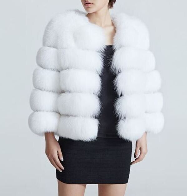 White Fox Fur Bolero Jacket Coat Ladies - Image 3