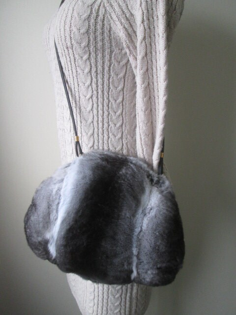 Chinchilla Fur Bag Purse Crossbody Hand Muff Purse - Image 4