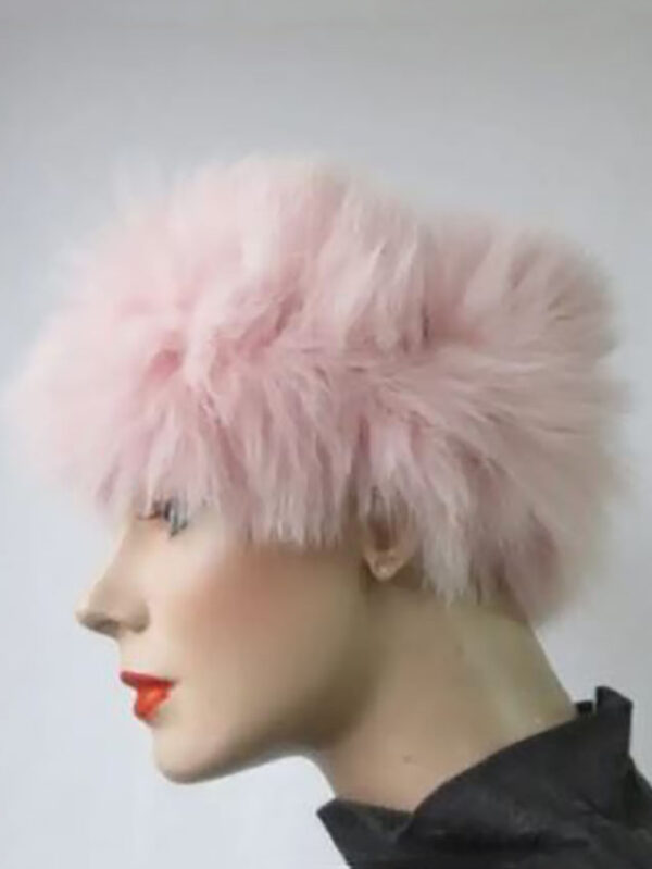 Knitted Pink Fox Fur Headband Turbans Scarf Tube Elastic Women Winter