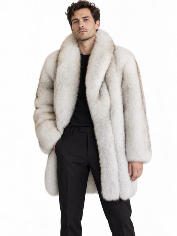 Men's New Norwegian Blue Fox Fur Coat Jacket