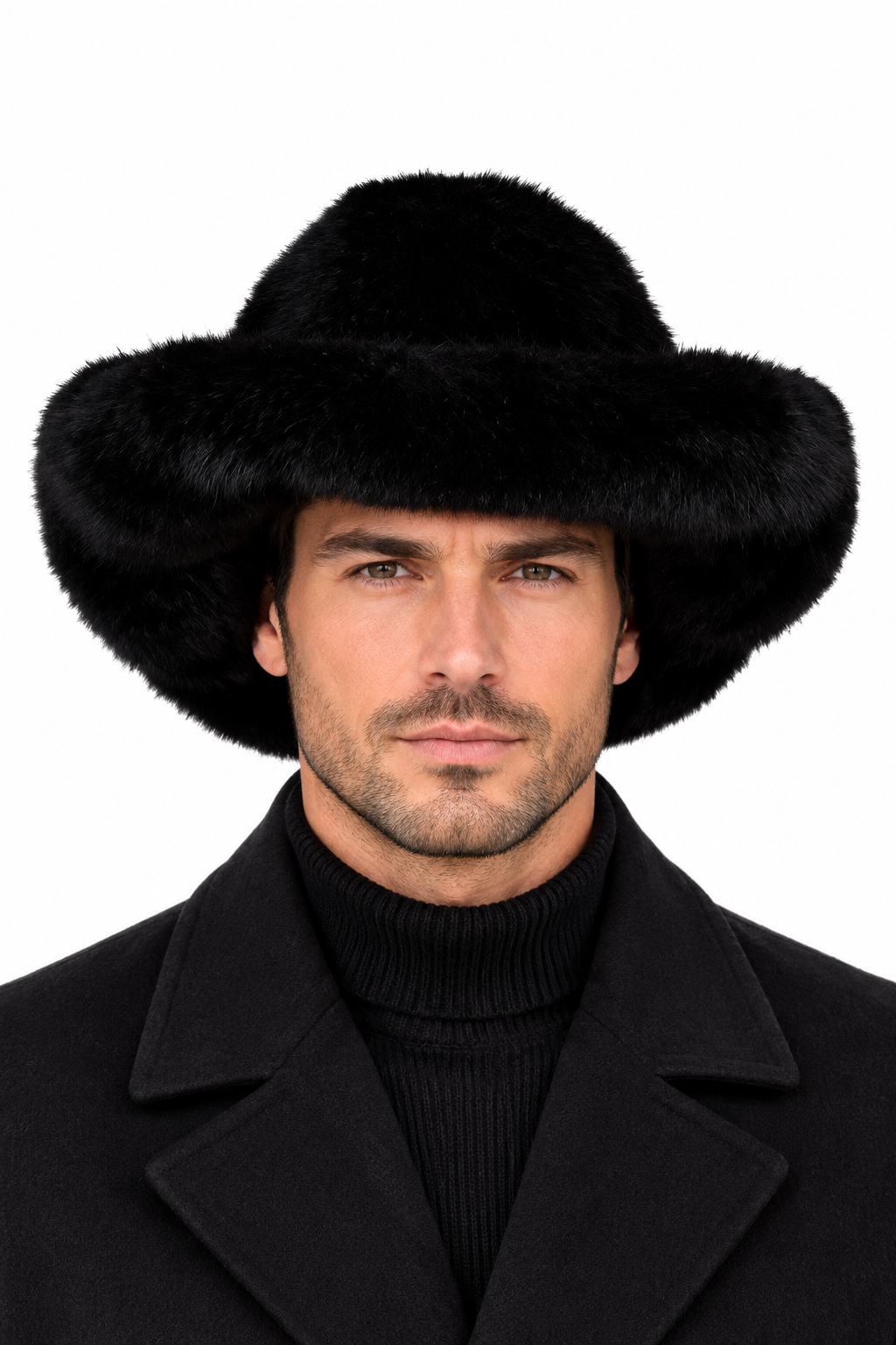 Men's New Natural Dark Ranch Mink Fur Cowboy Hat | MF241214