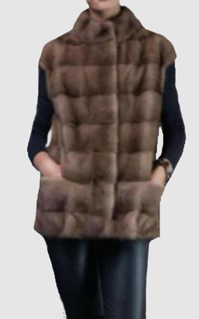 Natural Lutetia Mink Fur Vest Women's L XL New