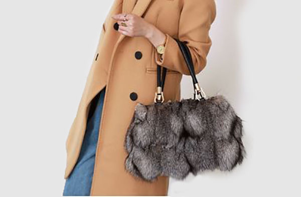 Silver Fox Fur Leather Purse Shoulder Bag Women's New - Image 5