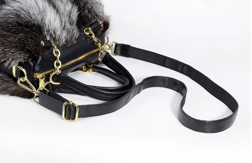 Silver Fox Fur Leather Purse Shoulder Bag Women's New - Image 7