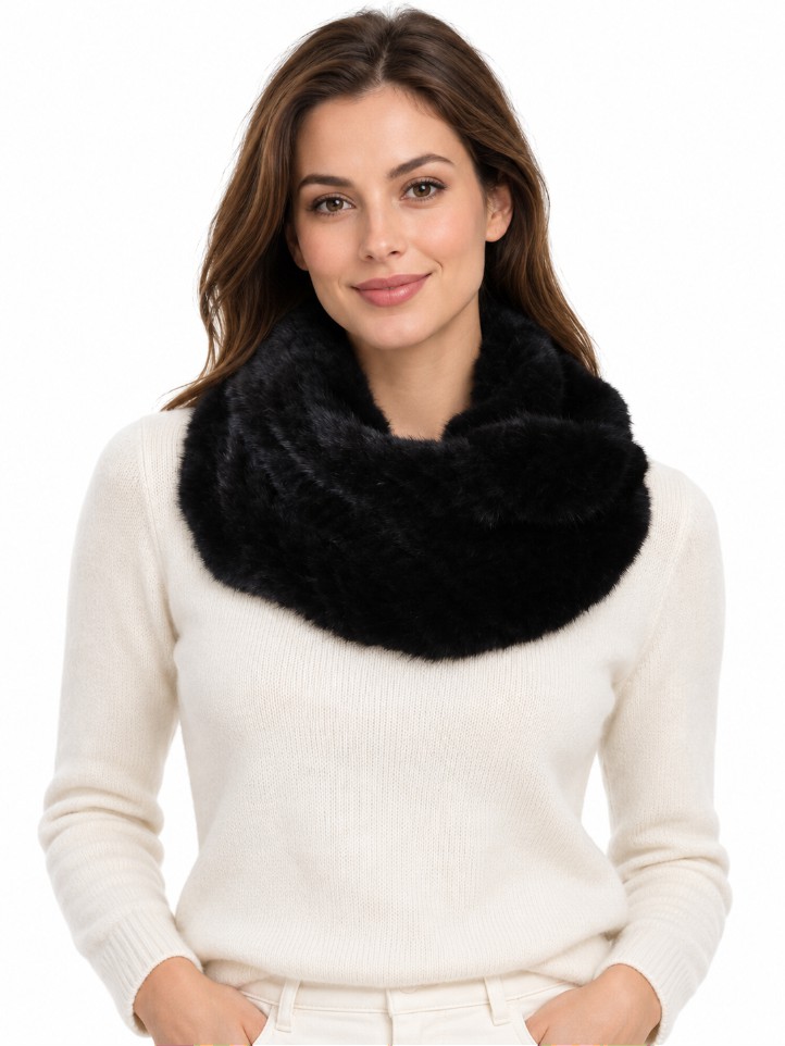Women's Men's Unisex New Dark Ranch Knitted Mink Fur Infinity Scarf | MF9
