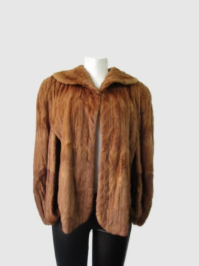 Vintage Russian Ermine Fur Jacket Bolero Cape Mint L
