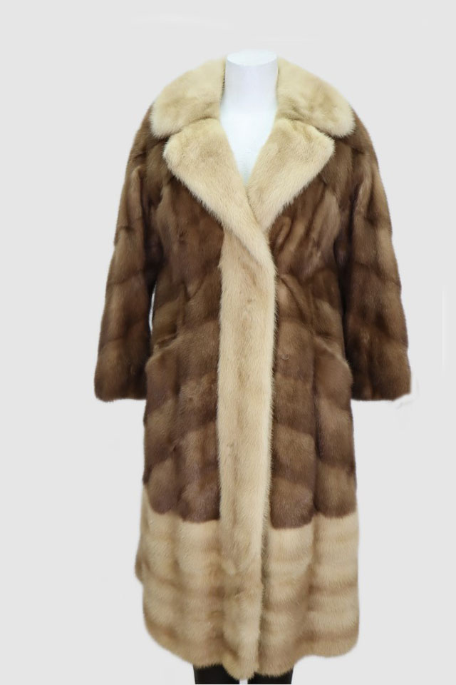 Pastel Brown Cross Pearl Mink Fur Coat MINT Women's Sz 6