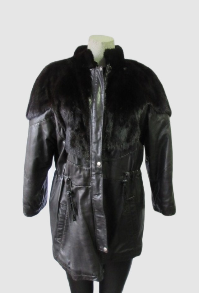 Black Mink Fur Leather Jacket SUPERB Women's 6