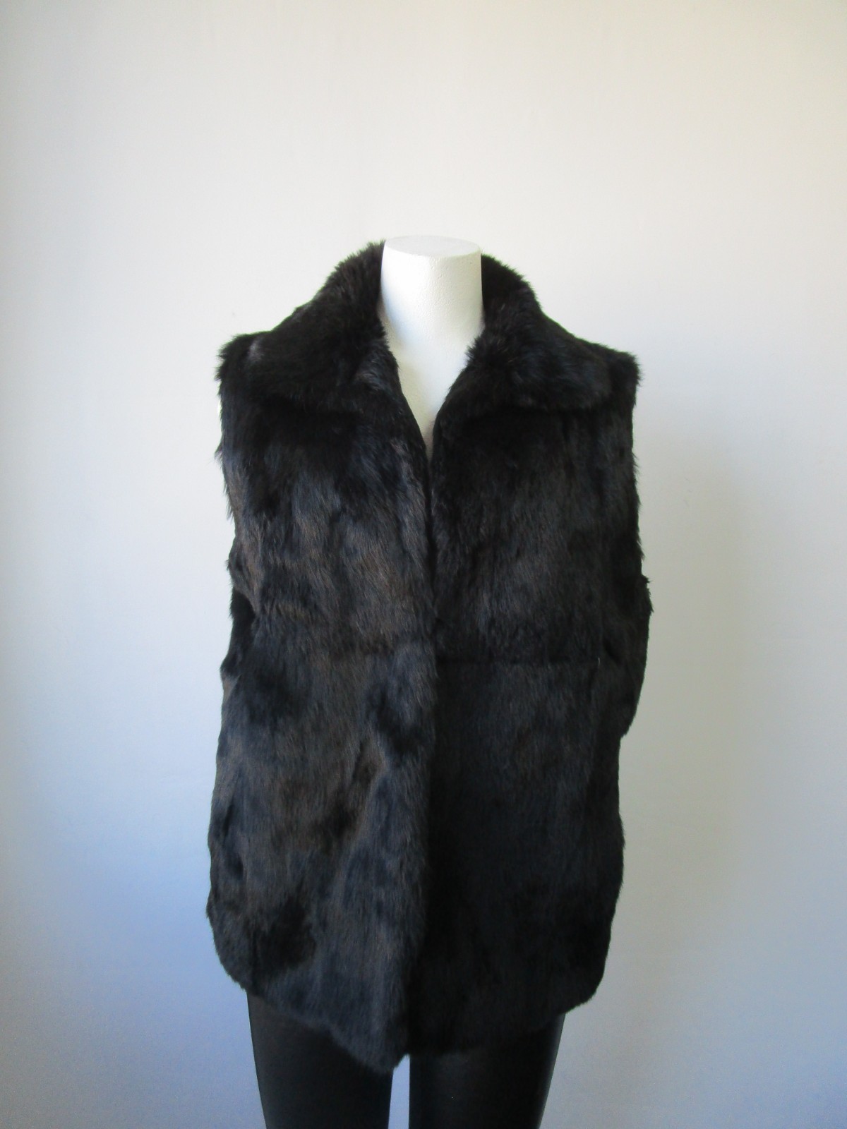 Rabbit Fur SUPERB Vest Woman Women's Sz 8 Black - Image 2