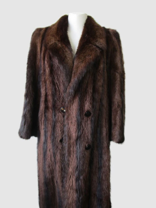 Men's Sz M 38/40 Muskrat Fur Jacket Coat Brown MINT