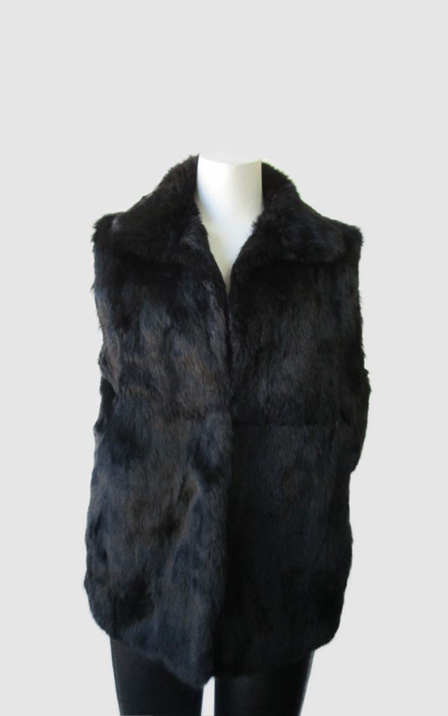 Rabbit Fur SUPERB Vest Woman Women's Sz 8 Black