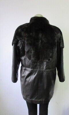 Black Mink Fur Leather Jacket SUPERB Women's 6 - Image 3