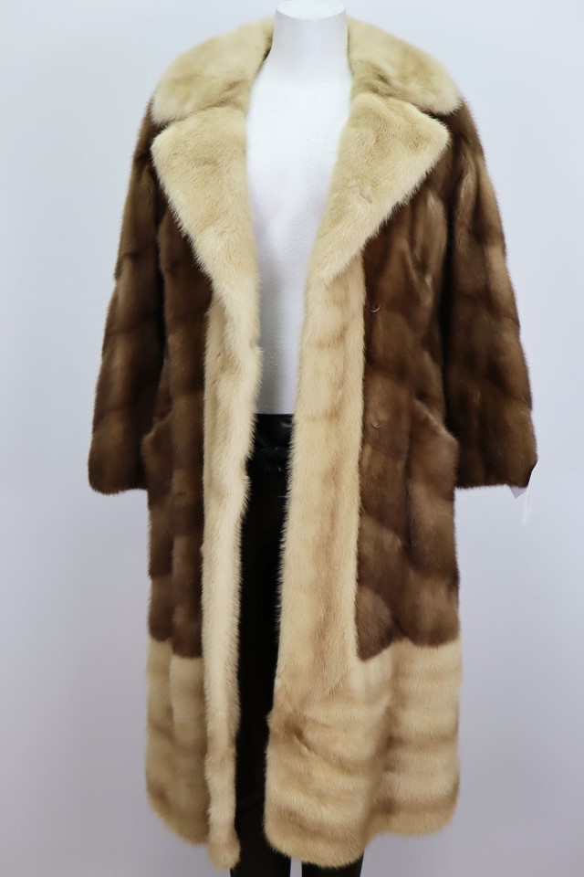 Pastel Brown Cross Pearl Mink Fur Coat MINT Women's Sz 6 - Image 2