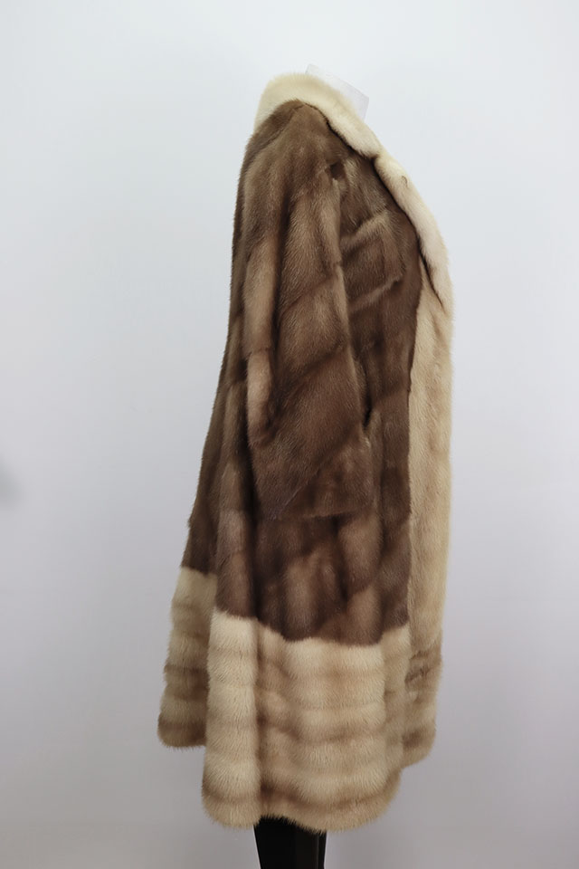 Pastel Brown Cross Pearl Mink Fur Coat MINT Women's Sz 6 - Image 4