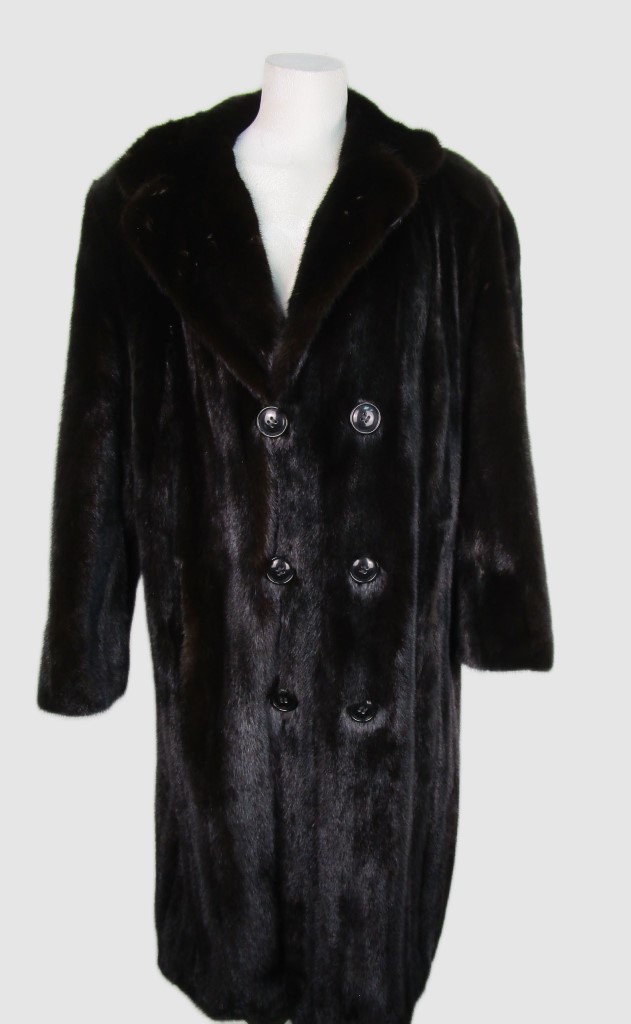 Men's New Natural Dark Ranch Mink Fur Coat XL - Image 3