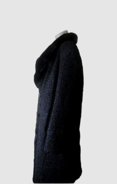Men's Brand New Black Real Persian Lamb Fur Coat Mink Fur Collar Sz XXL MAN MEN - Image 3