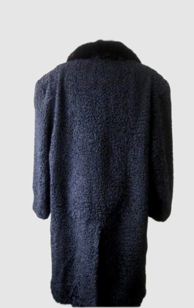 Men's Brand New Black Real Persian Lamb Fur Coat Mink Fur Collar Sz XXL MAN MEN - Image 4