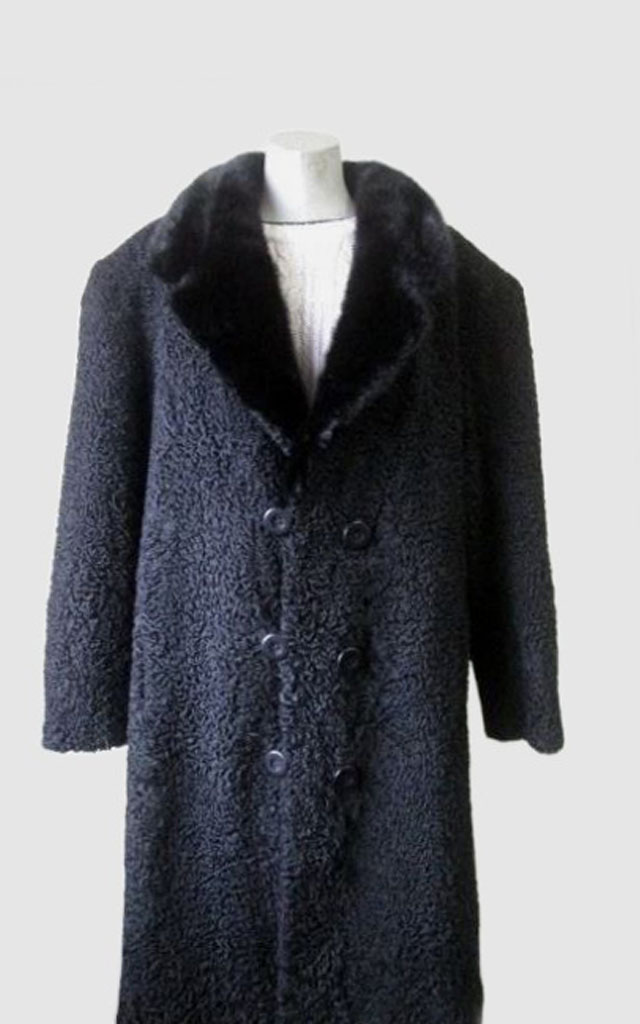 Men's Brand New Black Real Persian Lamb Fur Coat Mink Fur Collar Sz XXL MAN MEN - Image 2