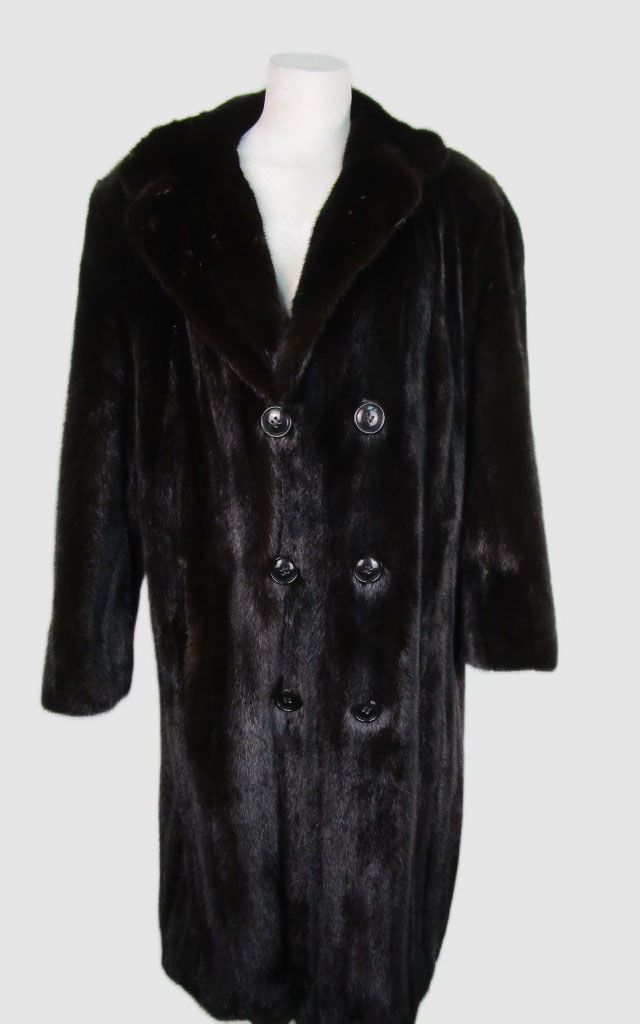 Men's New Natural Dark Ranch Mink Fur Coat XL