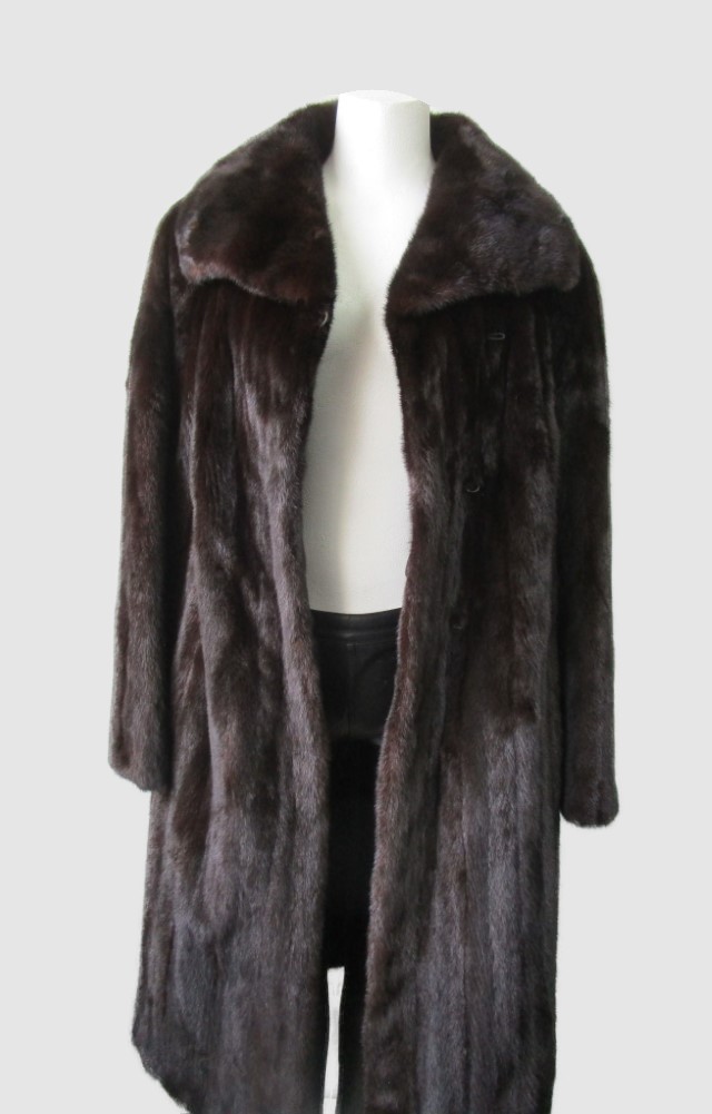 Dark Ranch Mink Fur Coat Jacket Women's 10 Mint