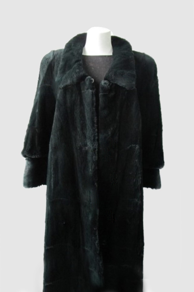 Women's Green Sheared Muskrat Fur Coat MINT+ Size 10 | MF415