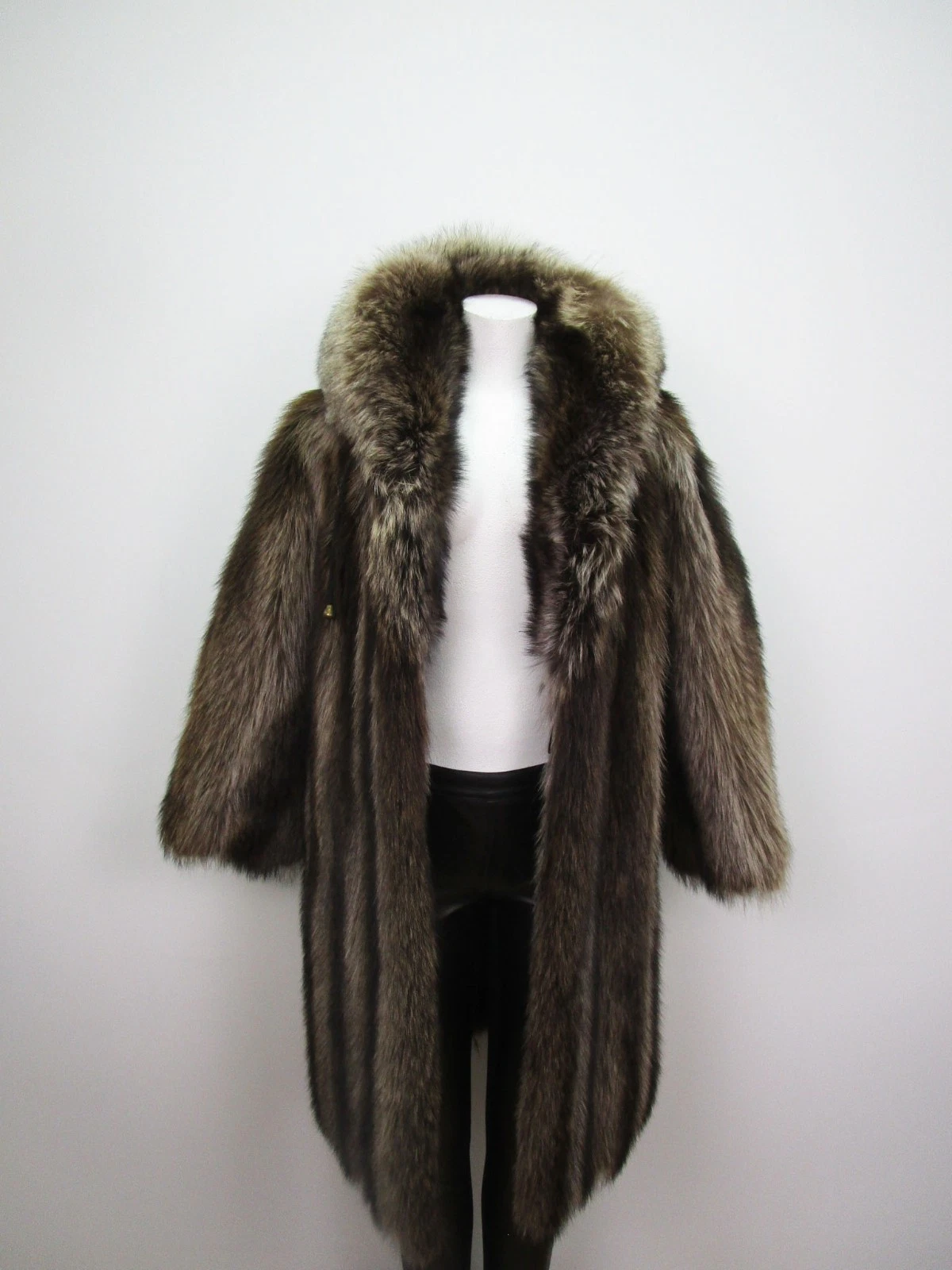 SUPERB Raccoon Fox Fur Coat Jacket Hood Women's 6 - Image 5