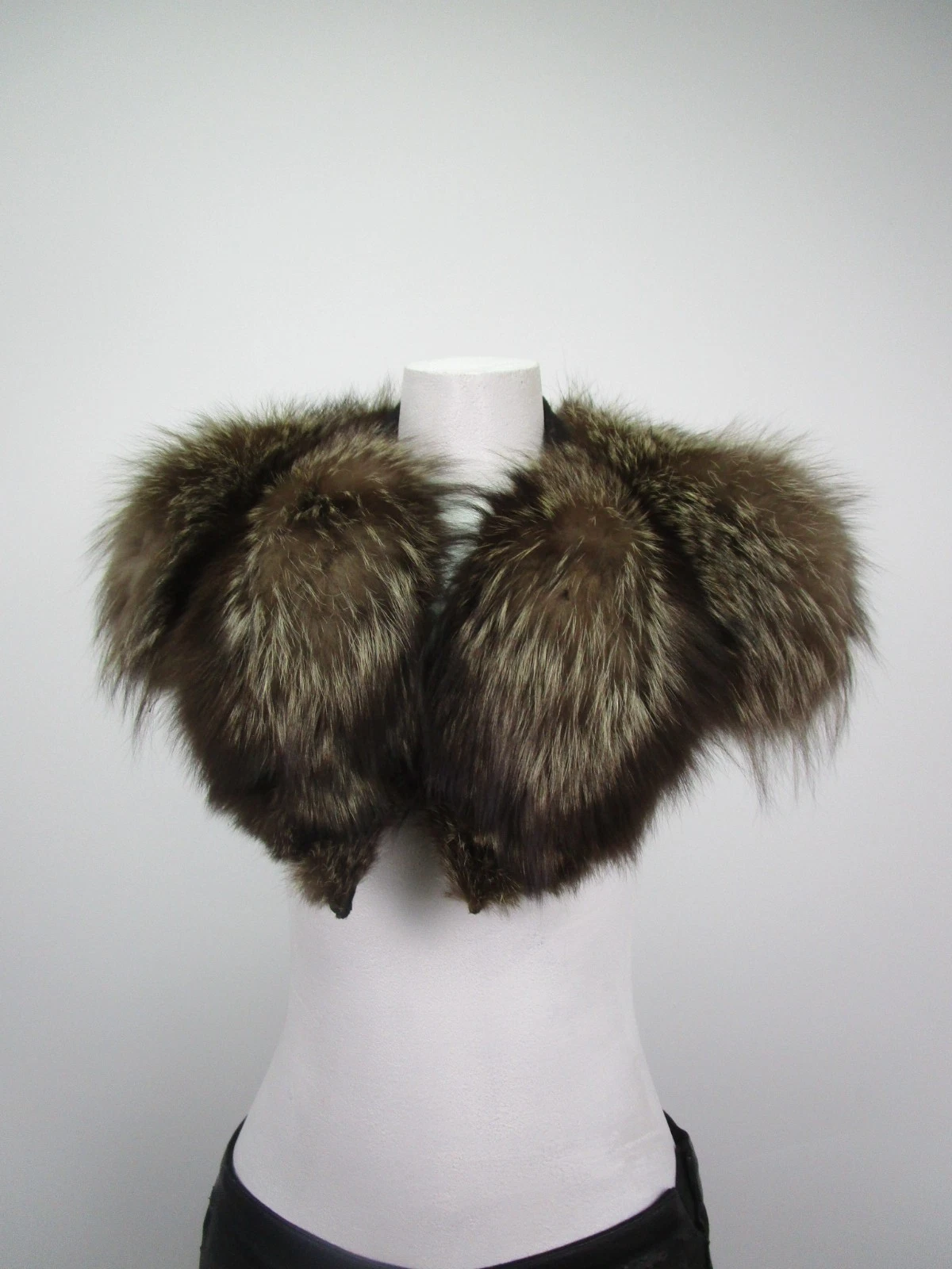 Women's Silver Fox Fur Collar Coat Raincoat MINT