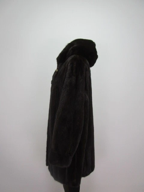 MAJESTIC MINK Fur Coat Jacket Hood Mint Women's M - Image 6