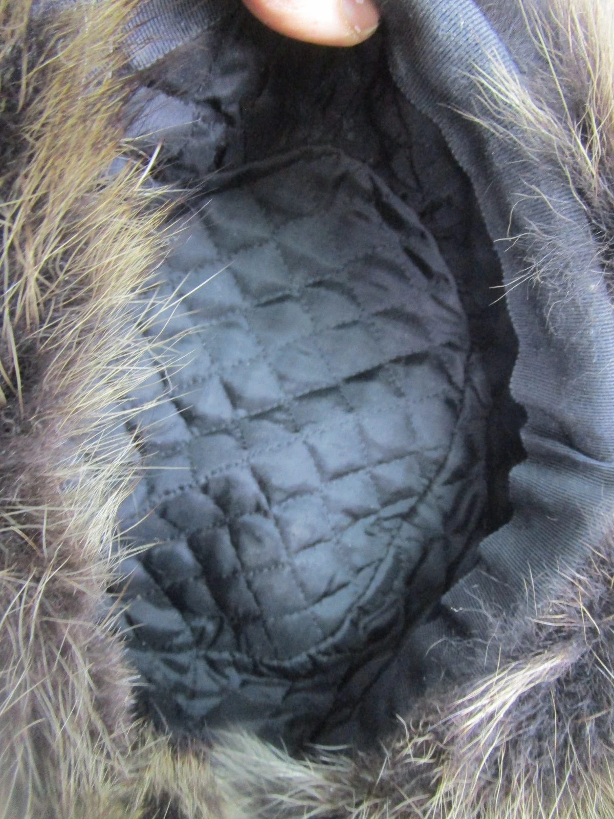 Men's L Black Leather Raccoon Fur Trapper Hat MINT - Image 5