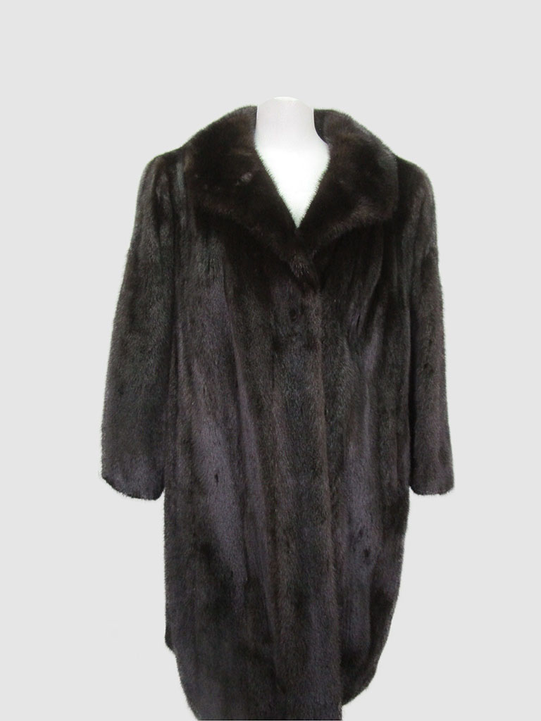 MINT Dark Ranch Mink Fur Coat Women's 14