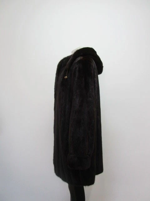 MAJESTIC MINK Fur Coat Jacket Hood Mint Women's M - Image 5